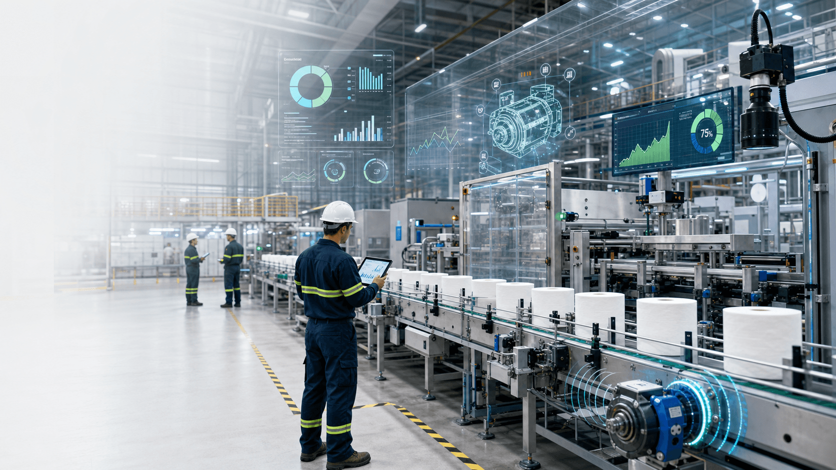 Linea industrial conectada con monitoreo inteligente