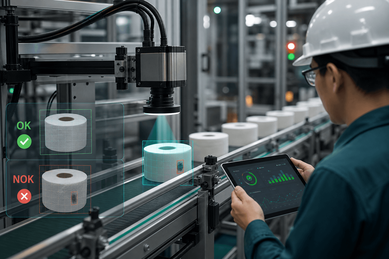 Vision artificial inspeccionando calidad en linea